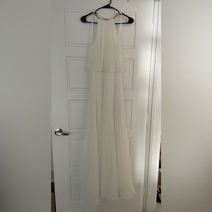 XSCAPE Accordion Pleated Hardware Halter
Blouson Gown (White)